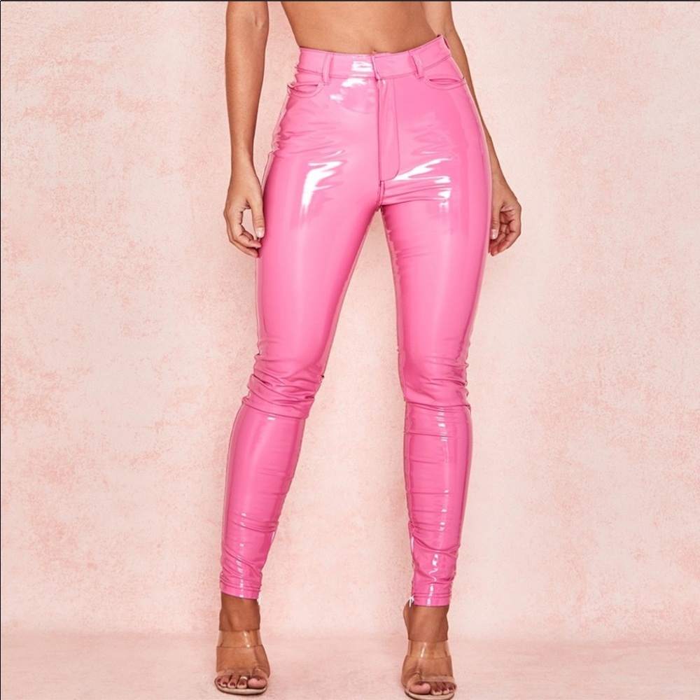 House of CB Pink Vinyal Trousers